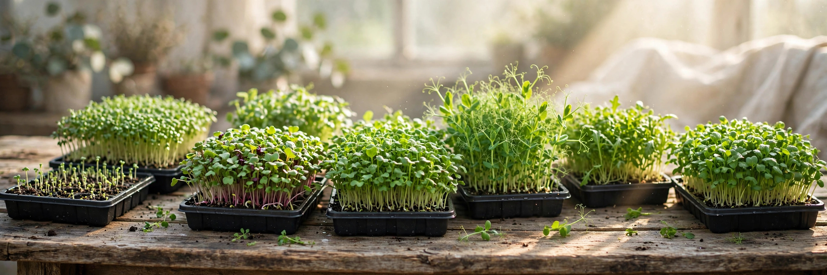 Trays of fresh microgreens